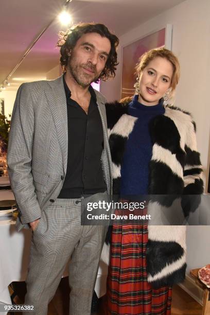 Derrick Santini and Gracie Egan attend an exclusive dinner celebrating Derrick Santini's exhibition "Float & Fly", curated by Mark Broadbent of...