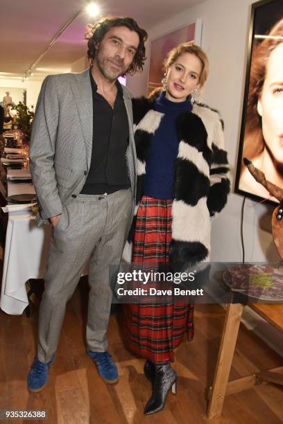 Derrick Santini and Gracie Egan attend an exclusive dinner celebrating Derrick Santini's exhibition "Float & Fly", curated by Mark Broadbent of...