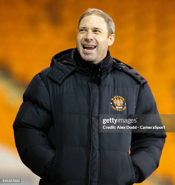 Blackpool U18s coach John Murphy watches on during the FA Youth Cup Semi Final 1st Leg match between Blackpool U18 and Arsenal U18 at Bloomfield Road...