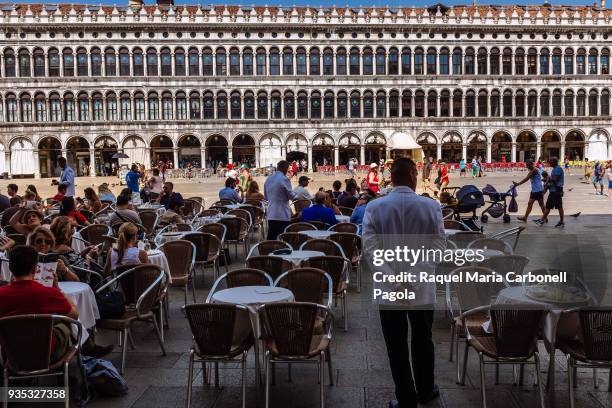 The famous Florian caffe in Piazza San Marco .