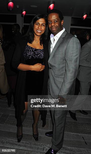 Adrian Lester and wife Lolita Chakrabarti attend the afterparty following the press night of 'Cat On A Hot Tin Roof', at the Paramount Club on...
