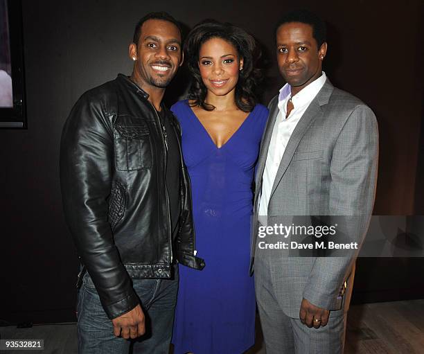 Richard Blackwood, Sanaa Lathan and Adrian Lester attend the afterparty following the press night of 'Cat On A Hot Tin Roof', at the Paramount Club...