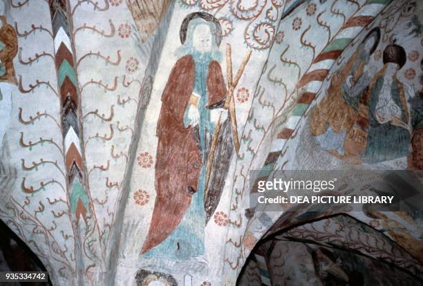 Saint Andrew, fresco, Holy Cross Church, Hattula, Finland.