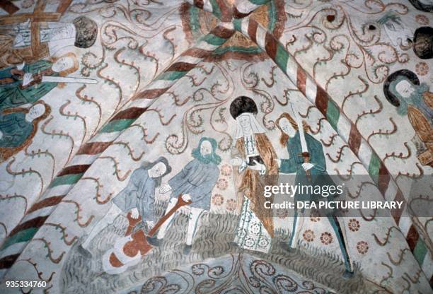 Frescoes on the vault, Holy Cross Church, Hattula, Finland.