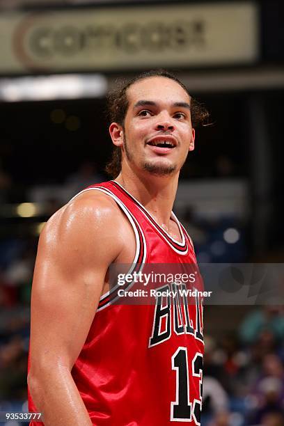 Joakim Noah of the Chicago Bulls looks on during the game against the Sacramento Kings at Arco Arena on November 17, 2009 in Sacramento, California....