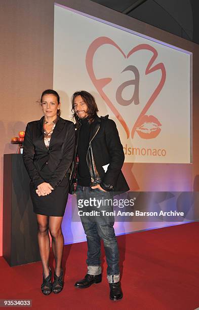 Princess Stephanie of Monaco and Bob Sinclar attend the Gala and Auction for Fight Aids Monaco at the Meridien Beach Plazza on December 1, 2009 in...