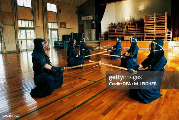 Kendo match, martial arts, Japan.