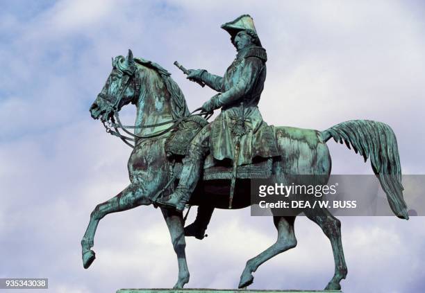 Equestrian statue of Charles XIV John , by Bengt Erland Fogelberg , in Karl Johans Torg , Stockholm, Sweden.