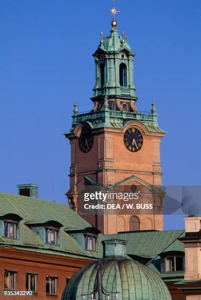 Bell tower of Stockholm Cathedral dedicated to St. Nicholas, Stockholm, Sweden.