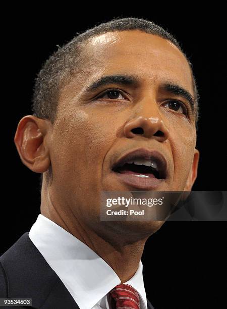 President Barack Obama speaks in Eisenhower Hall at the United States Military Academy at West Point December 1, 2009 in West Point, New York....