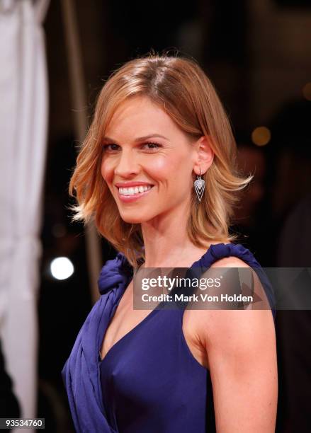 Actress Hilary Swank attends a screening of "Invictus" as part of the Museum of The Moving Image's salute to Clint Eastwood at the Paris Theatre on...