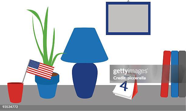 it's july 4! - picture frames on shelf stock illustrations