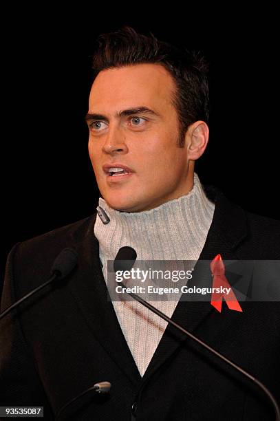 Cheyenne Jackson attends the amfAR World AIDS Day media event in Washington Square Park on December 1, 2009 in New York City.