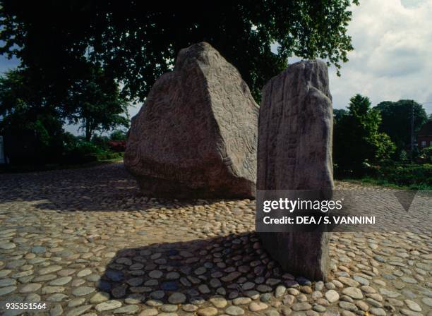 Rune stone, Jelling, Denmark. Viking civilisation, 10th century.
