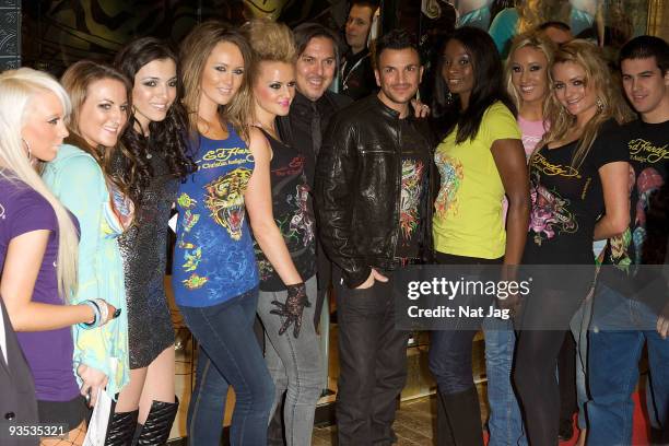 Singer Peter Andre and models attend the opening of the new Ed Hardy store at Westfield on December 1, 2009 in London, England.