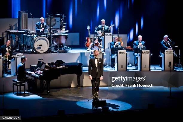 German singer Max Raabe performs live on stage during a concert at the Admiralspalast on March 20, 2018 in Berlin, Germany.