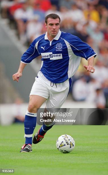 David Unsworth of Everton in action during the Pre-season Friendly match against Preston North End played at Deepdale in Preston, England. Mandatory...