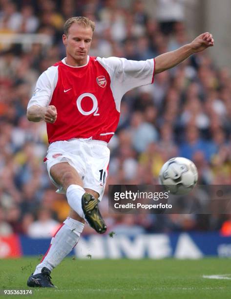 Dennis Bergkamp of Arsenal in action during the FA Barclaycard Premiership match between Arsenal and Bolton Wanderers at Highbury in London on...