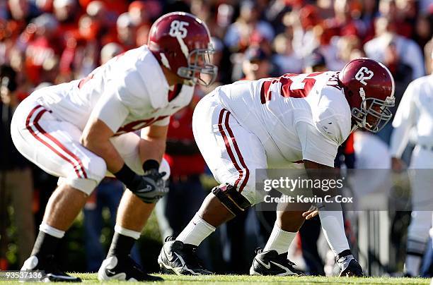 Terrence Cody of the Alabama Crimson Tide lines up in the backfield for the offense during the game against the Auburn Tigers at Jordan-Hare Stadium...