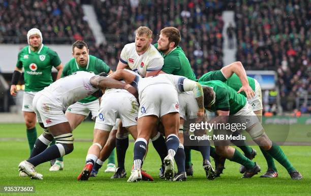 England's George Kruis battles with Ireland's Iain Henderson during the NatWest Six Nations Championship match between England and Ireland at...