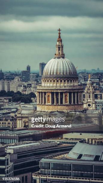high view of st paul's cathedral, london, uk - doug armand ストックフォトと画像