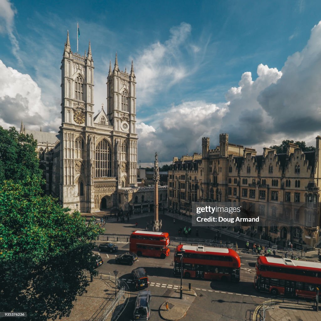 High view of Westminster Abbey, London, UK