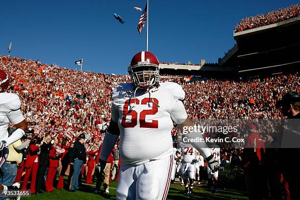 Terrence Cody of the Alabama Crimson Tide against the Auburn Tigers at Jordan-Hare Stadium on November 27, 2009 in Auburn, Alabama.