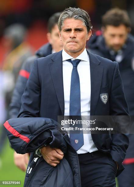 Diego Lopez coach of Cagliari Calcio during the serie A match between Benevento Calcio and Cagliari Calcio at Stadio Ciro Vigorito on March 18, 2018...