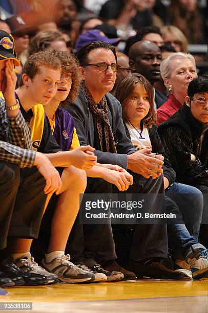 Actor Andy Garcia attends a game between the New Orleans Hornets and the Los Angeles Lakers at Staples Center on December 1, 2009 in Los Angeles,...