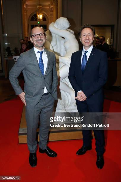 Stephane Bern and Lionel Bounoua attend the Reception given by LL.AA.RR. Grand-Duc Henri of Luxembourg at Rodin Museum during the Grand-Duc Henri and...