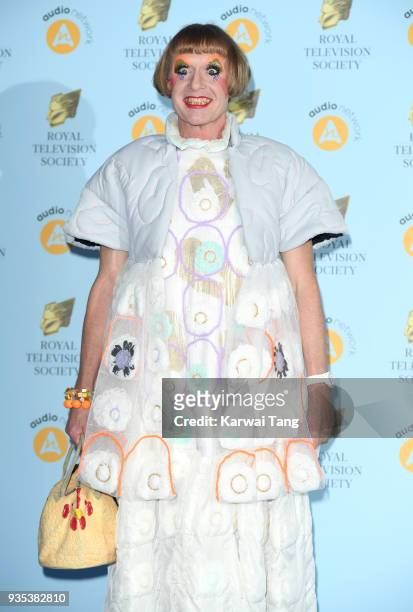 Grayson Perry attends the RTS Programme Awards held at The Grosvenor House Hotel on March 20, 2018 in London, England.