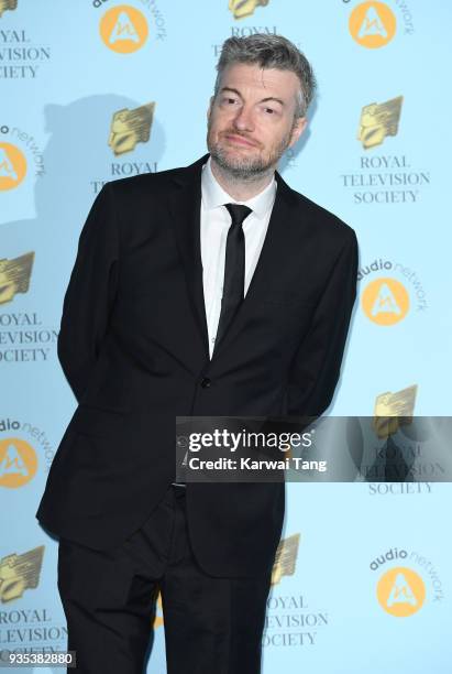 Charlie Brooker attends the RTS Programme Awards held at The Grosvenor House Hotel on March 20, 2018 in London, England.