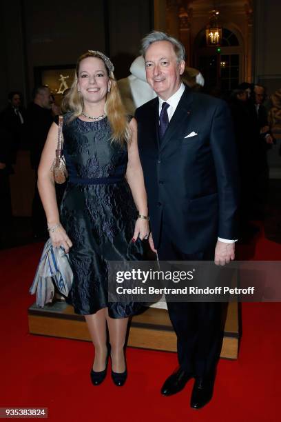 Jacques Emmanuel de Crussol, duc d'Uzes and his wife Alessandra Passerin d'Entreves et Courmayeur attend the Reception given by LL.AA.RR. Grand-Duc...