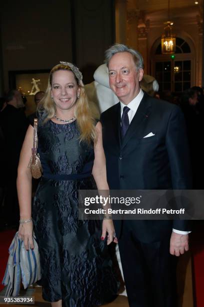 Jacques Emmanuel de Crussol, duc d'Uzes and his wife Alessandra Passerin d'Entreves et Courmayeur attend the Reception given by LL.AA.RR. Grand-Duc...
