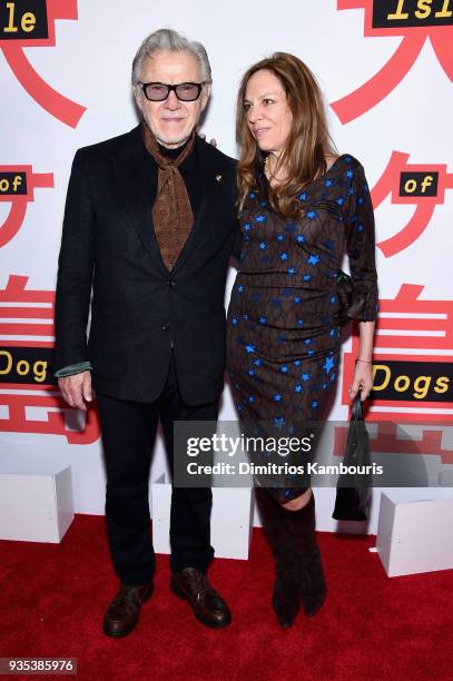 Harvey Keitel and Daphna Kastner attend the "Isle Of Dogs" New York Screening at The Metropolitan Museum of Art on March 20, 2018 in New York City.