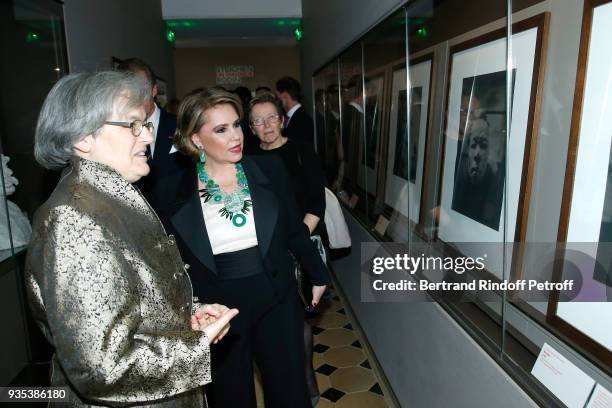 Director of Rodin Museum Catherine Chevillot and Grande-Duchesse Maria Teresa of Luxembourg attend the Reception given by LL.AA.RR. Grand-Duc Henri...