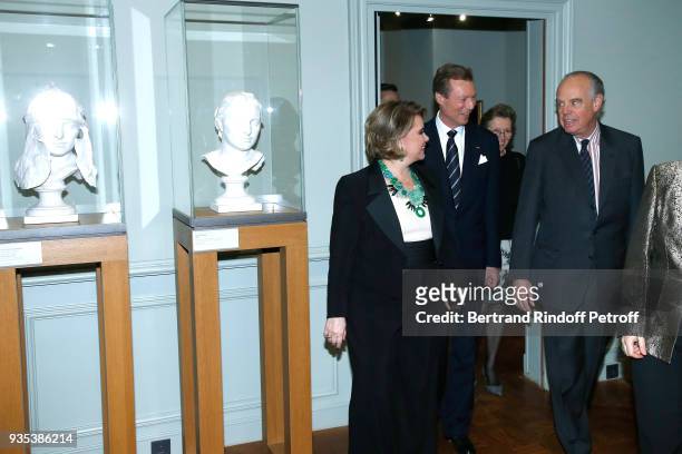 Grand-Duc Henri and Grande-Duchesse Maria Teresa of Luxembourg with Frederic Mitterrand attend the Reception given by LL.AA.RR. Grand-Duc Henri of...