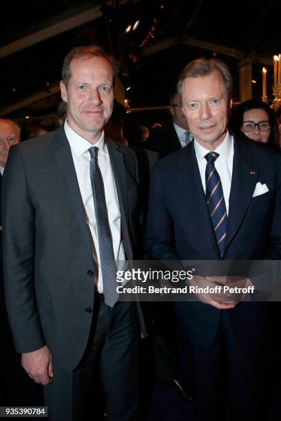 Director of the "Tour de France" Christian Prudhomme and LL.AA.RR. Grand-Duc Henri of Luxembourg attend the Reception given by LL.AA.RR. Grand-Duc...
