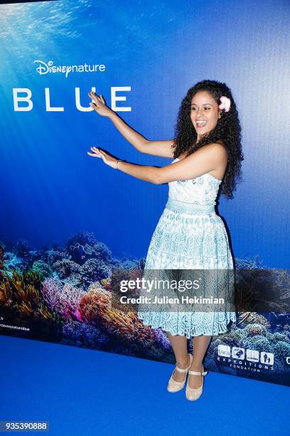 Cerise Calixte attends "Blue" Paris Premiere at Mk2 Bibliotheque on March 20, 2018 in Paris, France.