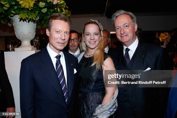 Grand-Duc Henri of Luxembourg, Jacques Emmanuel de Crussol, duc d'Uzes and his wife Alessandra Passerin d'Entreves et Courmayeur attend the Reception...