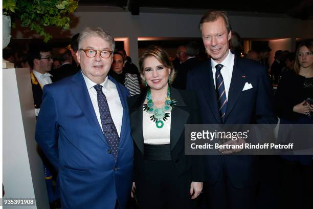 Dominique Besnehard with LL.AA.RR. Grand-Duc Henri and Grande-Duchesse Maria Teresa of Luxembourg attend the Reception given by LL.AA.RR. Grand-Duc...