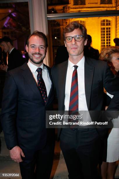 Le Prince Felix of Luxembourg and Prince Josef-Emanuel of Liechtenstein attend the Reception given by LL.AA.RR. Grand-Duc Henri of Luxembourg at...