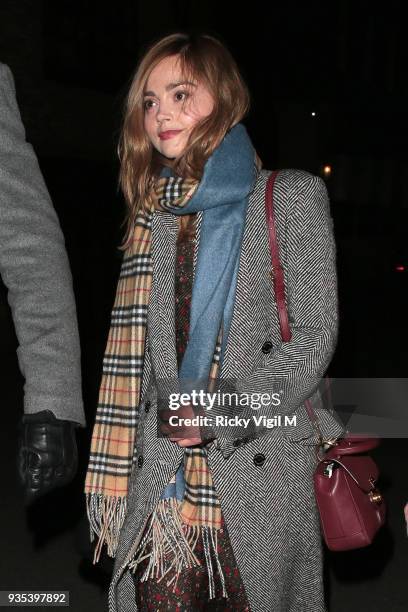 Jenna Coleman is seen leaving 34 restaurant after dinner with friends on March 20, 2018 in London, England.