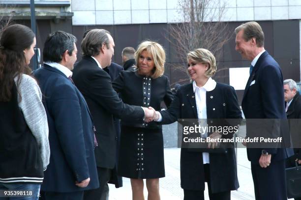 Director of the "Station F", Roxane Varda, guest, CEO at Iliad and Fondator of the "Station F", Xavier Niel, Brigitte Macron, LL.AA.RR. Grand-Duc...