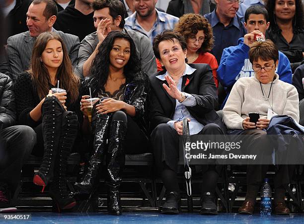 Irina Shayk, Jessica White, Billie Jean King and guest attend the Knicks vs the Phoenix Suns Game at Madison Square Garden on December 1, 2009 in New...