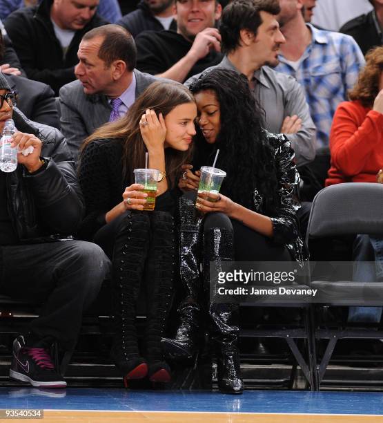 Irina Shayk and Jessica White attend the Knicks vs the Phoenix Suns Game at Madison Square Garden on December 1, 2009 in New York City.