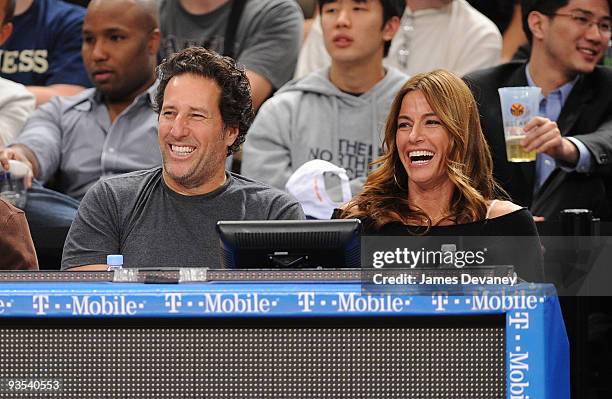 Kelly Bensimon and guest attend the Knicks vs the Phoenix Suns Game at Madison Square Garden on December 1, 2009 in New York City.