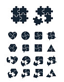 Jigsaw puzzle icons collection