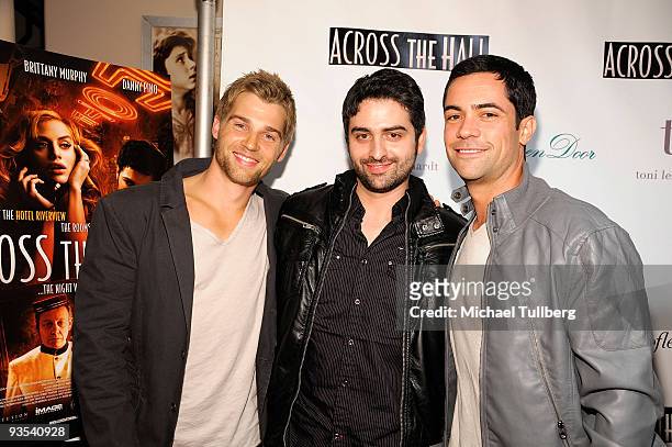 Actor Mike Vogel, director Alex Merkin and actor Danny Pino arrive at the premiere of "Across The Hall" on December 1, 2009 in Beverly Hills,...