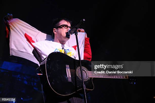 Rivers Cuomo of Weezer performs at the Aragon Ballroom on December 1, 2009 in Chicago, Illinois.